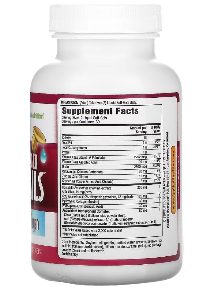 Applied Nutrition Longer Stronger Hair & Nails daily-use scene suggests routine supplement