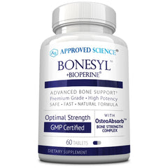 Approved Science Bonesyl bottle front displays vegan formula and branding for calcium support
