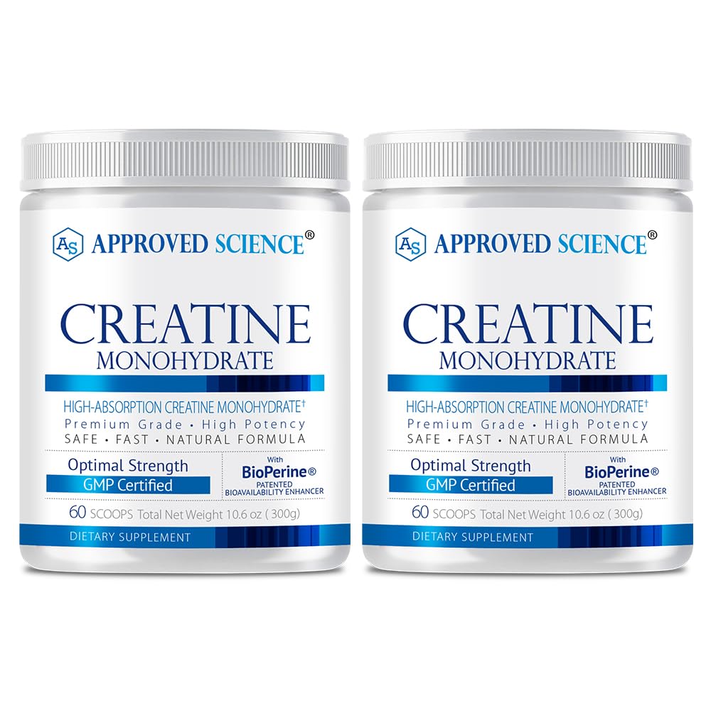 Approved Science creatine monohydrate powder bottle with a clean label for trusted workouts.