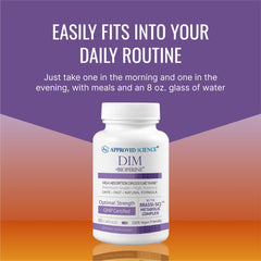 Approved Science DIM bottle with clear label and transparent ingredient disclosure