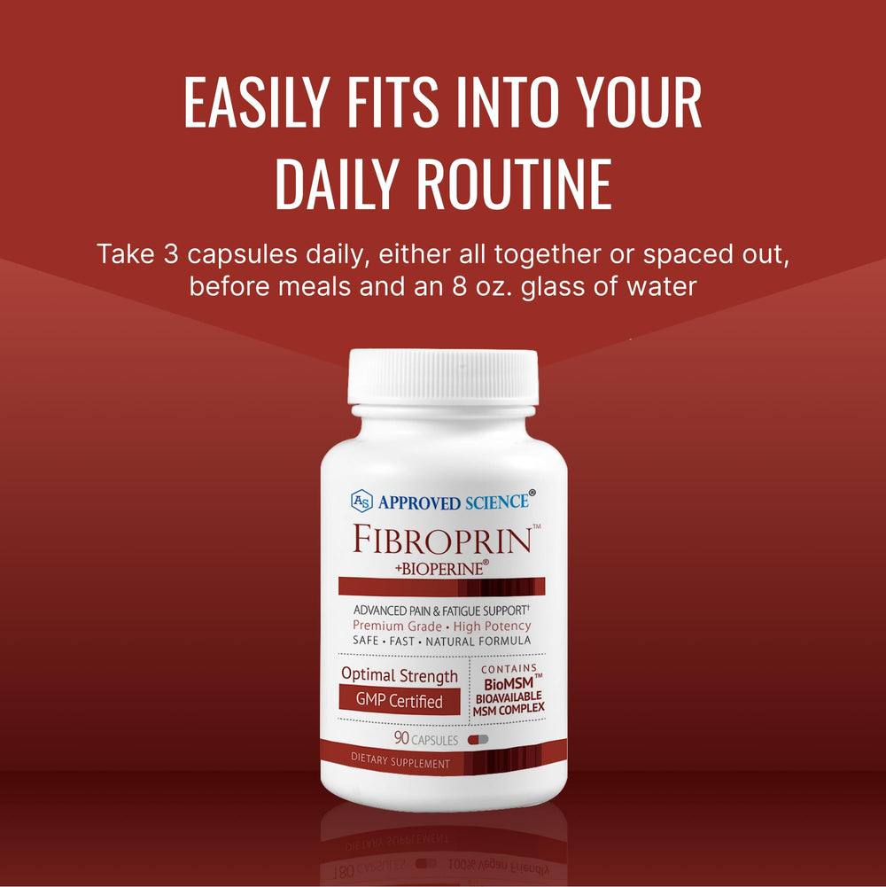 Approved Science Fibroprin US-made seal reflecting trusted manufacturing standards.
