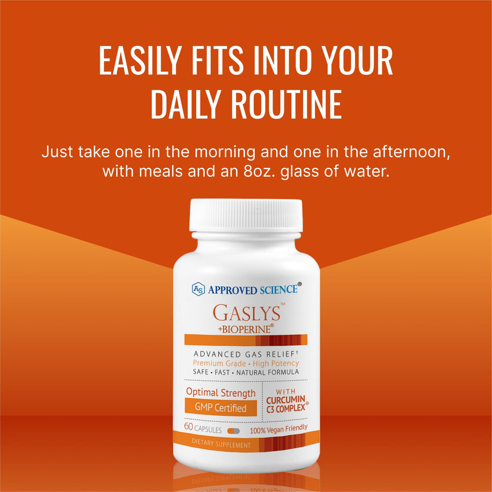 Two-pack Gaslys capsules for convenient daily digestive support