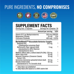 Vitamins B12, magnesium, and chromium support daily essentials.