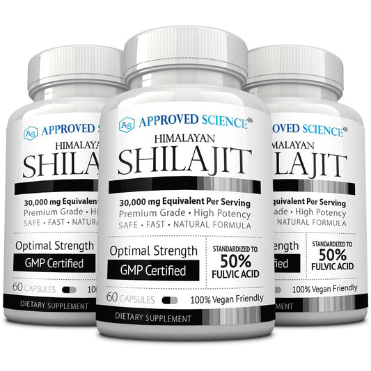 Approved Science Himalayan Shilajit bottle closeup for high potency fulvic acid support