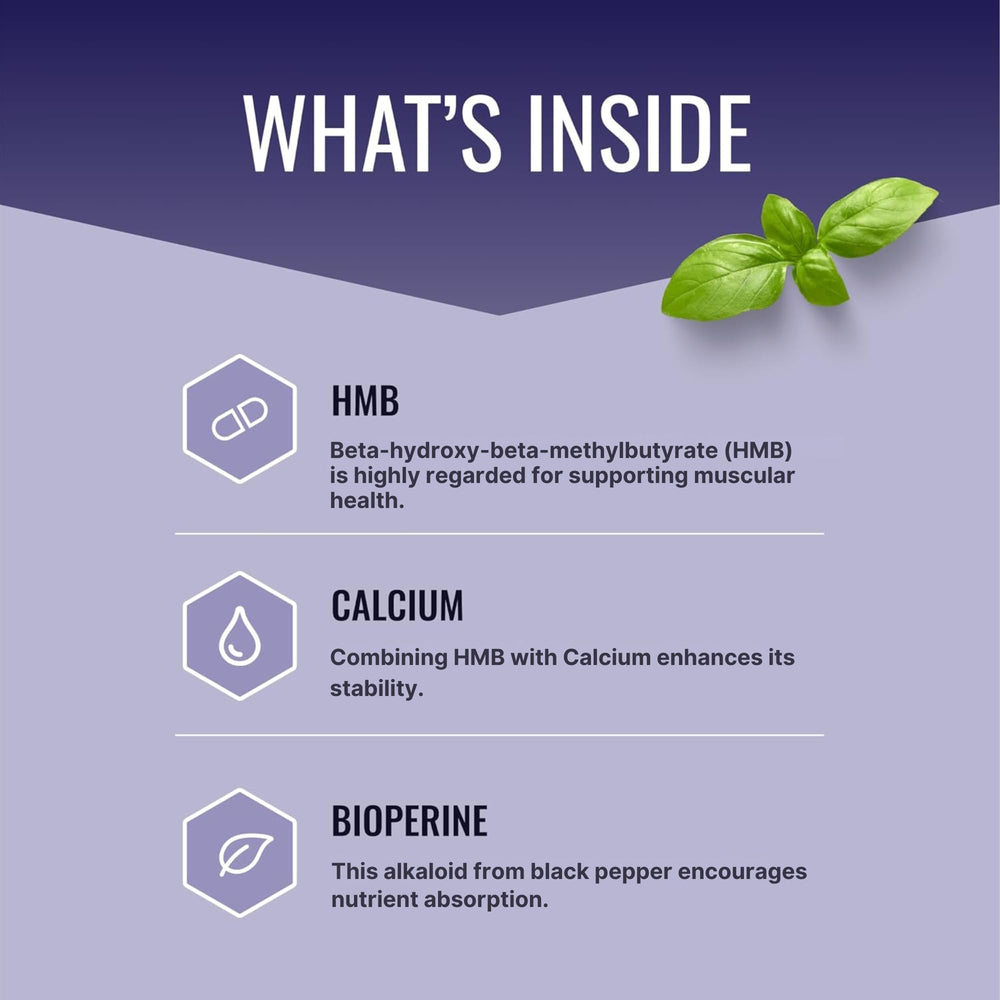 Approved Science HMB-label-info shows calcium and BioPerine for better absorption.