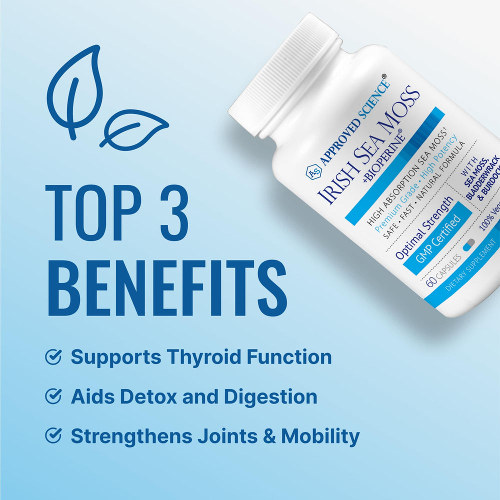 Approved Science sea moss with bladderwrack and burdock blend for digestive health