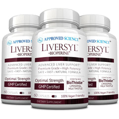 Approved Science Liversyl bottle with capsules for daily liver support and digestion.