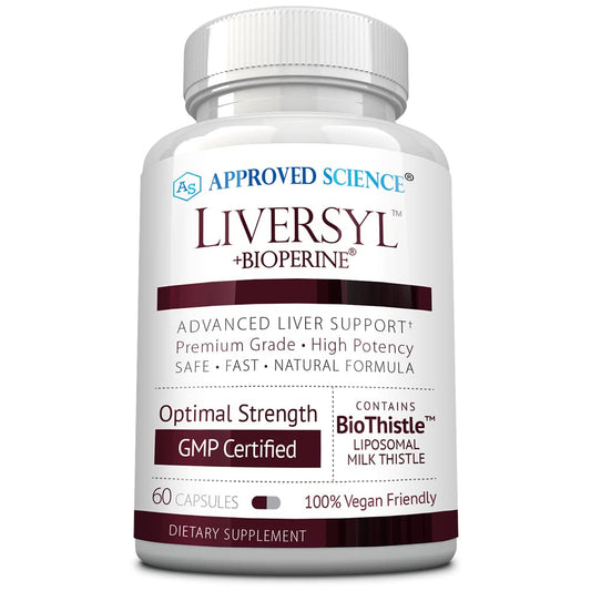 Approved Science Liversyl milk thistle capsules for liver support.