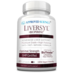 Approved Science Liversyl milk thistle capsules for liver support.