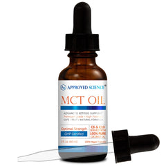Approved Science MCT Oil bottle pour for easy daily use in coffee or smoothies.