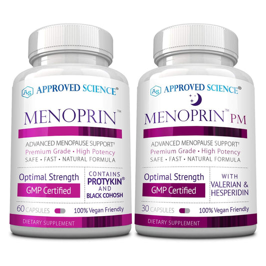 Approved Science Menoprin Day bottle for daytime balance and focus.