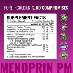 Approved Science Menoprin ingredients label highlighting Protykin and botanicals.