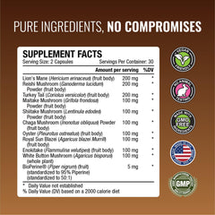 Approved Science Mushroom Complex serving scoop with powder, easy daily mixing.