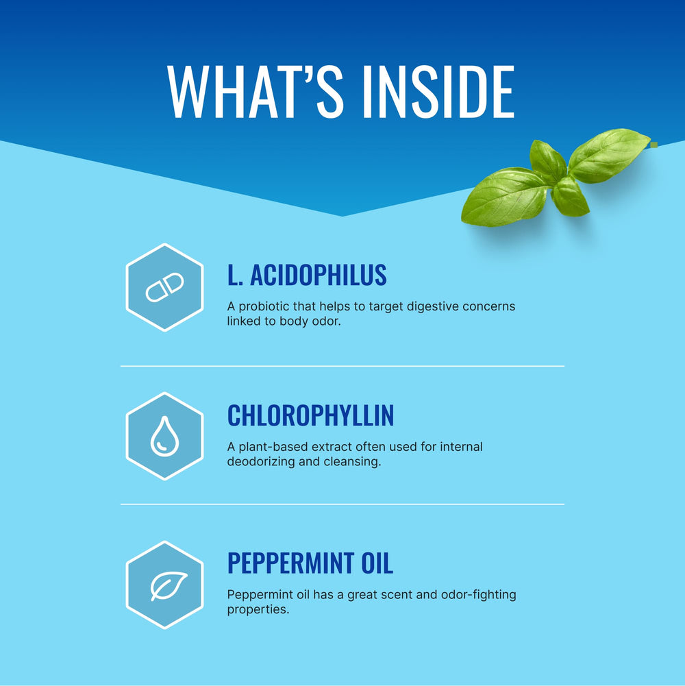 Approved Science Odorol bottle label highlighting probiotic blend and natural extracts for odor control