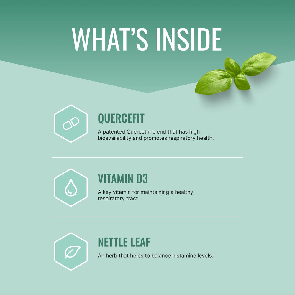 Approved Science Respirasyl bottle back showing Quercefit and BioPerine details for absorption.