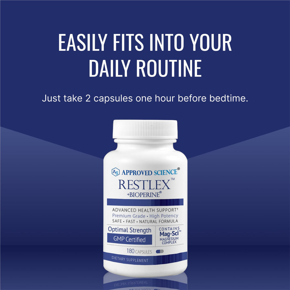 Approved Science Restlex packaging box conveys third-party tested quality and GMP adherence.