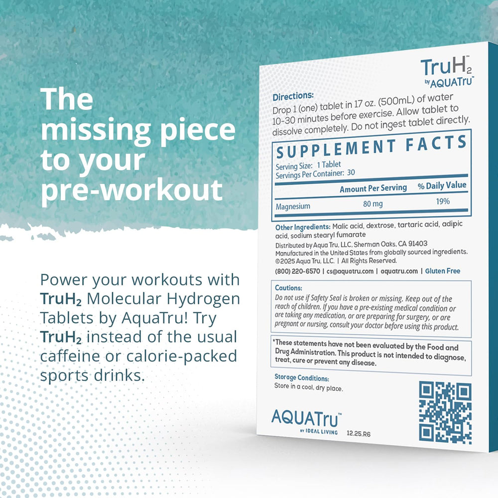 Glass of TruH2 water ready for training with bubble-rich hydration.