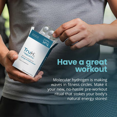 Magnesium-based TruH2 tablet dissolving into water for a quick mix.