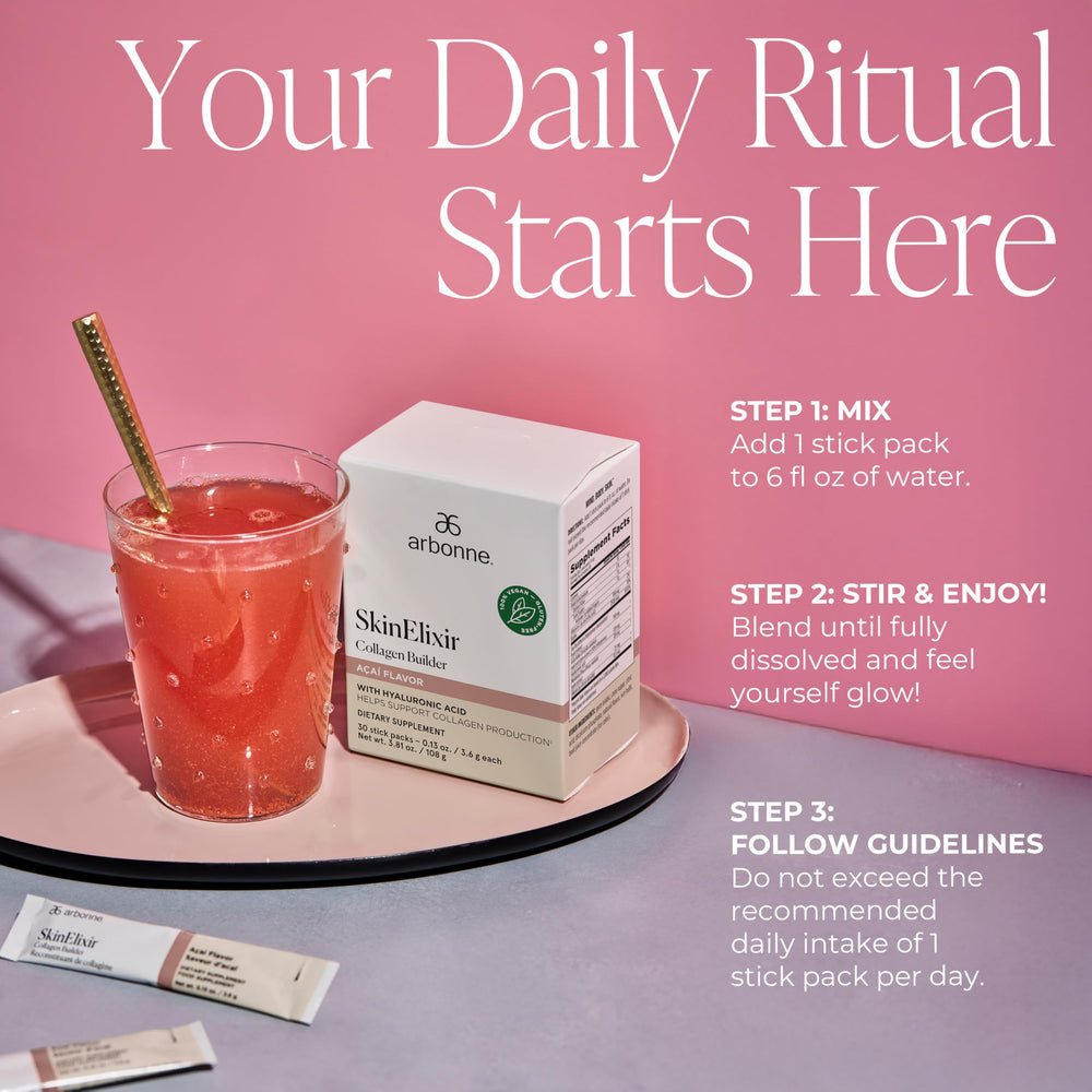 Arbonne SkinElixir biotin supports healthy hair and nails from within