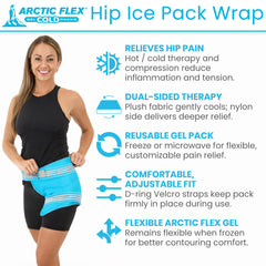Arctic Flex hip ice pack wrap soft plush side soothes skin.