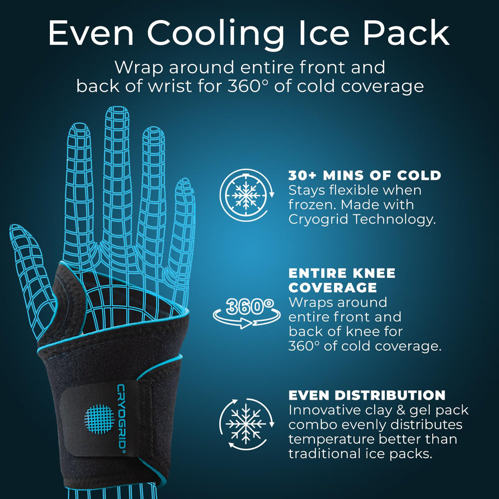 Arctic Flex Cryogrid right wrist wrap provides balanced cooling for the right wrist