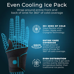 Arctic Flex Cryogrid right wrist wrap provides balanced cooling for the right wrist