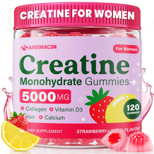 ARDORACON Creatine Women Gummies bottle for on-the-go energy and daily strength support.