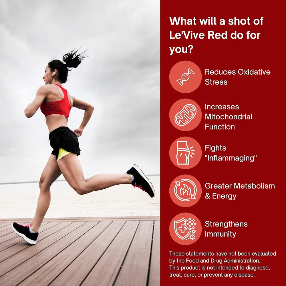 Close-up of Acai, Goji, Noni and Pomegranate in LeVive Red