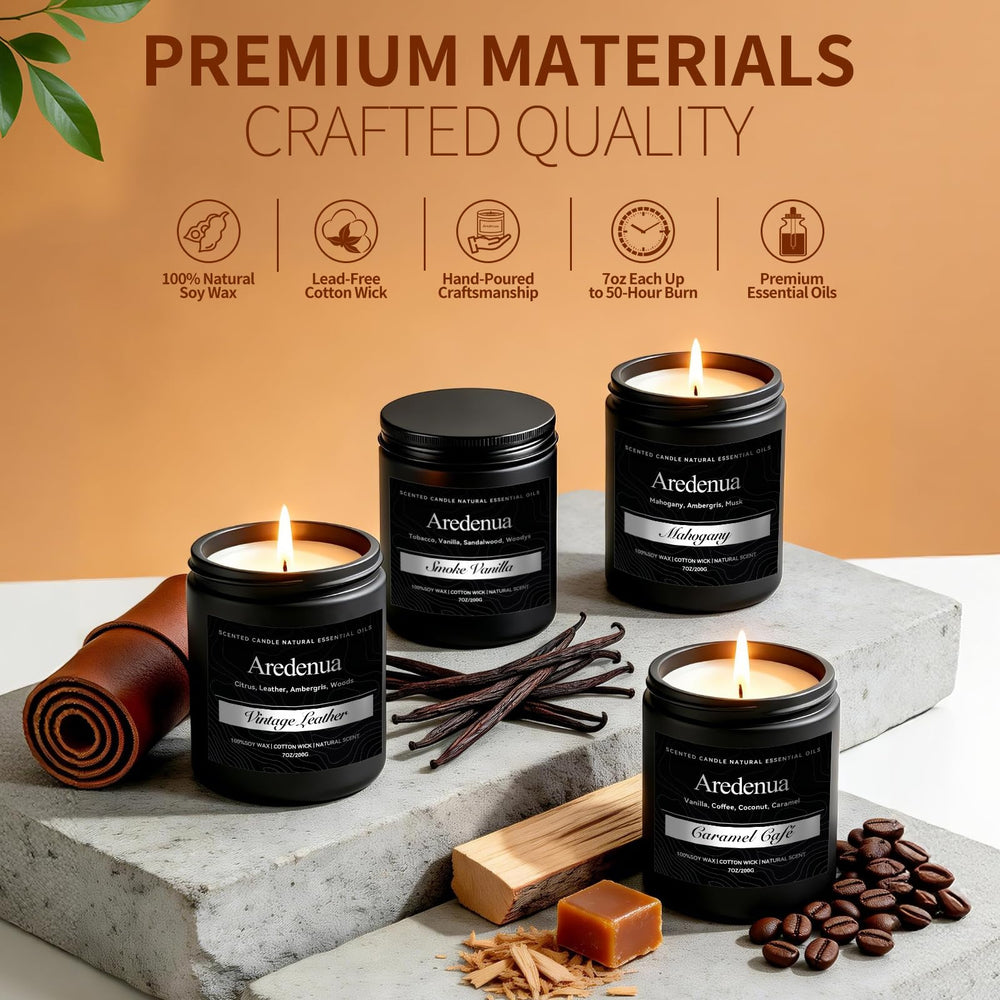 Aredenua mahogany candle set jar with deep wood notes for timeless mood