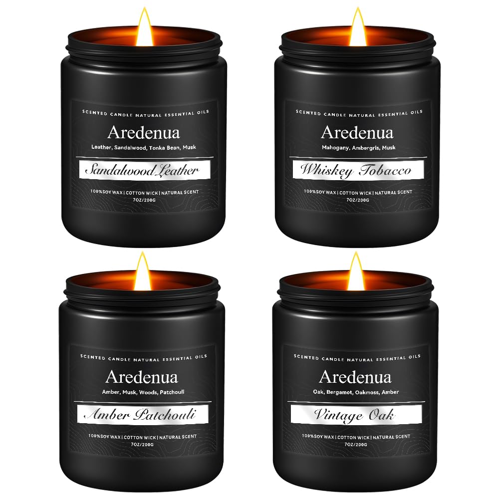 Aredenua Sandalwood Leather candle for a masculine, inviting atmosphere.