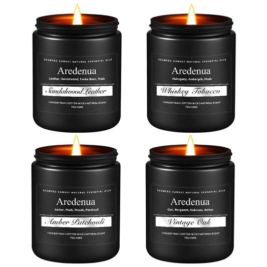 Aredenua Sandalwood Leather candle for a masculine, inviting atmosphere.