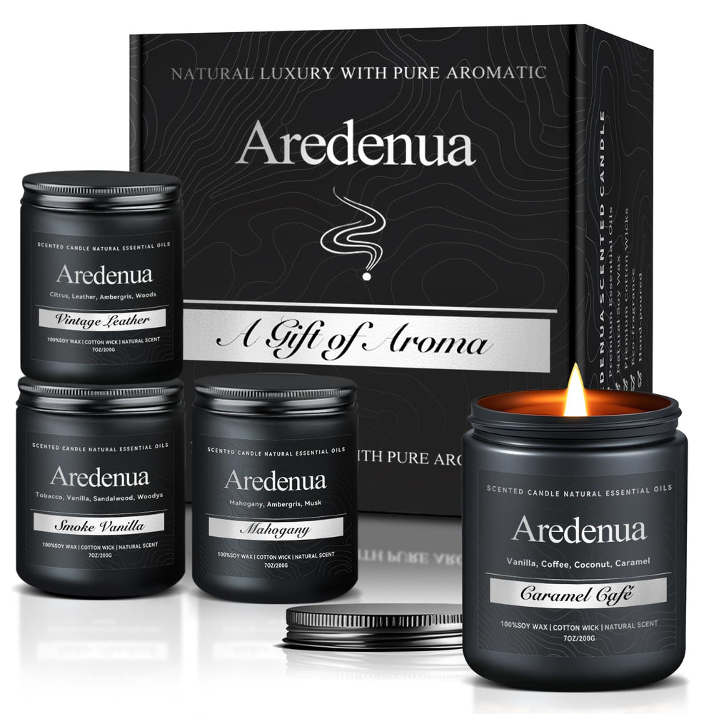 Aredenua men's candle set vintage leather jar for study or lounge ambiance