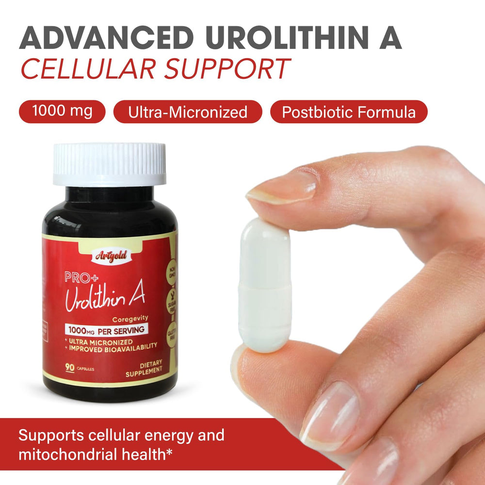 Arigold Urolithin A PRO made-in-USA badge highlighting quality assurance.