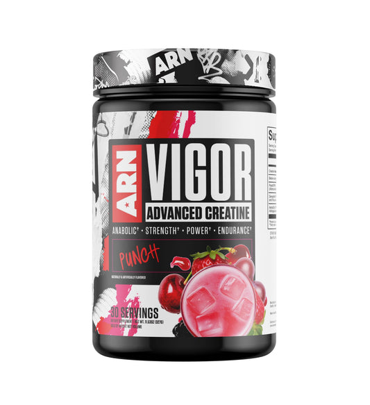 Arms Race Nutrition Vigor creatine bottle for enhanced training sessions