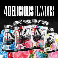 Arms Race Nutrition Vigor in gym setting illustrating compact, portable creatine
