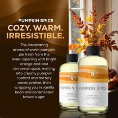 AROMA COUNTRY Pumpkin Spice room spray bottle releasing warm autumn fragrance in a living room.
