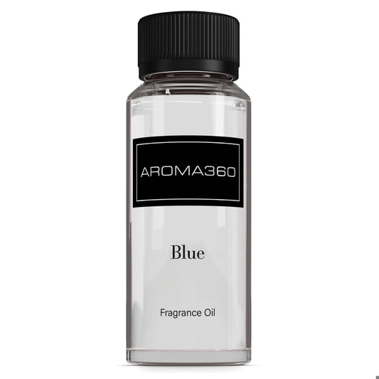 Aroma360 Blue diffuser oil blend bottle releasing a lasting fragrance.