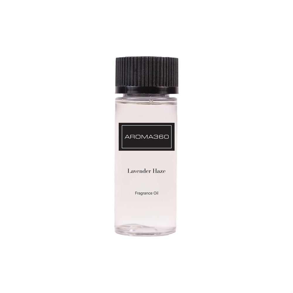 Aroma360 Lavender Haze fragrance oil bottle for calming diffuser sessions.