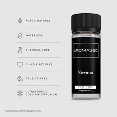 A Aroma360 Nirvana Pro Pod diffuser in action filling a space with a hotel-inspired aroma.