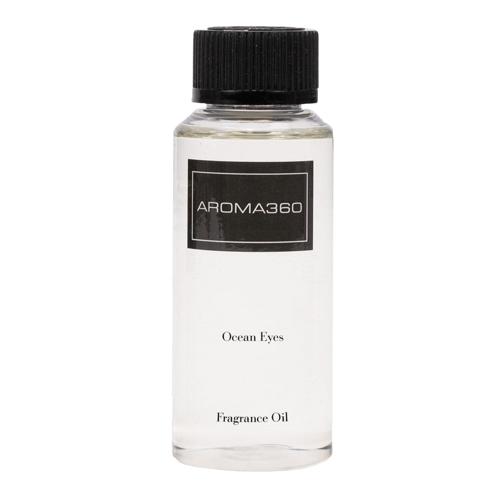Aroma360 Ocean Eyes bottle front, premium diffuser essential for tranquil spaces