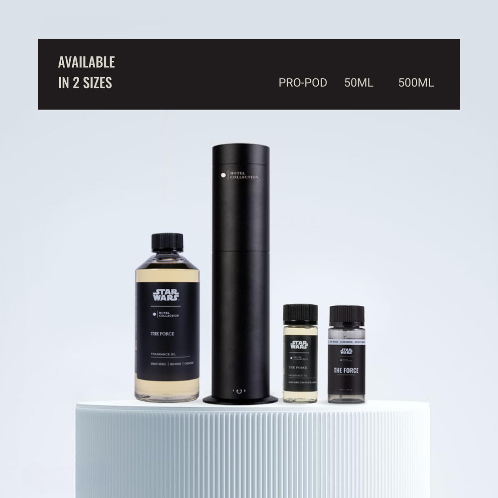 Aroma360 The Force 500ml bottle on shelf with premium presentation