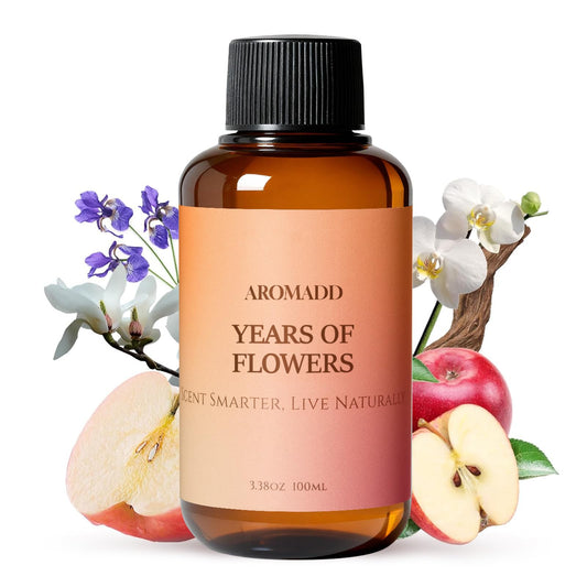 Aromadd Years of Flowers diffuser oil bottle close-up for a lasting, refined scent.