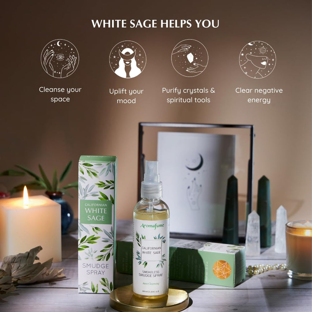 Aromafume White Sage Smudge Spray Set Sage & Rose blend for intimate spaces