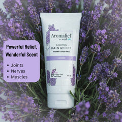 Aromalief Lavender Relief Therapy Cream texture shows silky, non-greasy application.