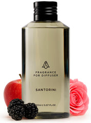 AROMAPLAN Santorini bottle pour highlights premium scent for home diffusion.