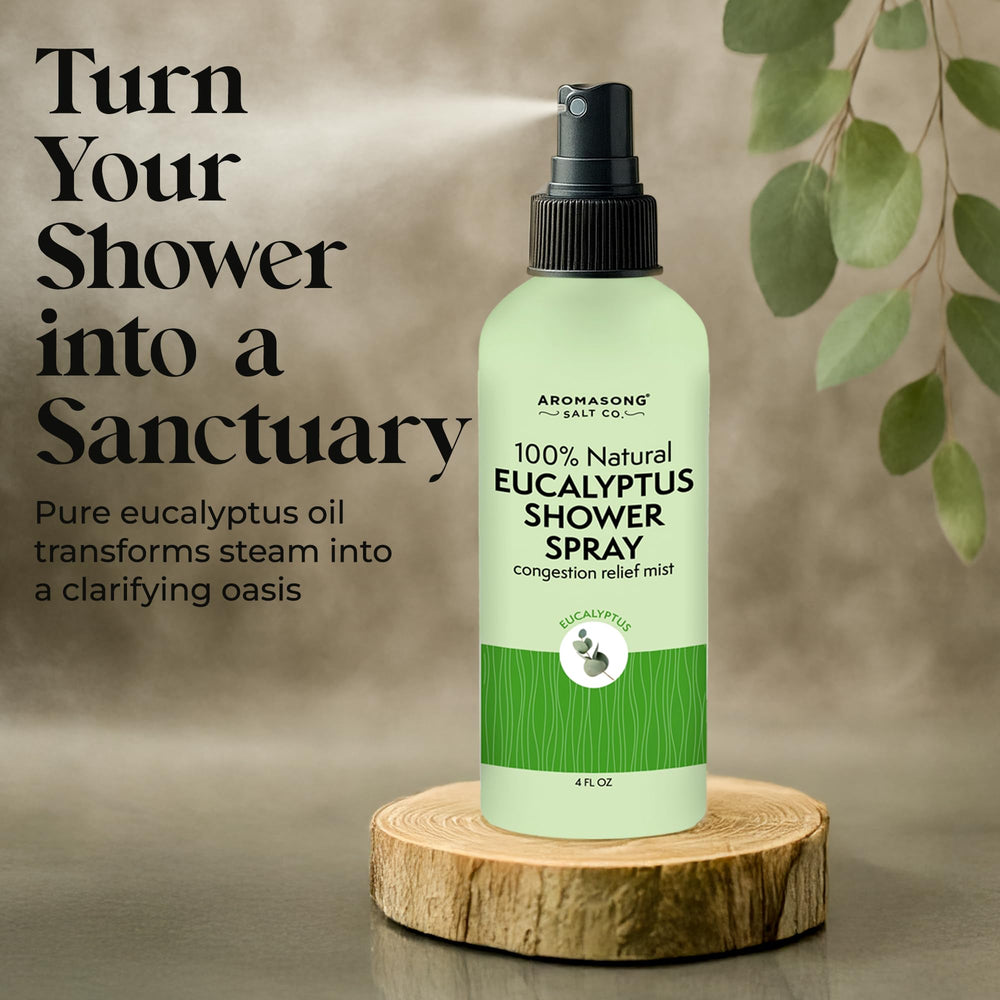 Aromasong Eucalyptus Shower Spray in the shower, delivering spa-like aromatherapy.
