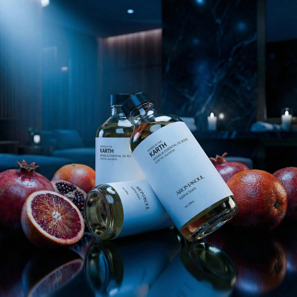 AROMASOUL Karth nighttime ambience capture evokes warm, intimate scent mood.