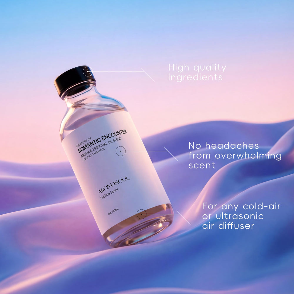 AROMASOUL Romantic Encounter top notes close-up, highlighting pink pepper and kumquat.