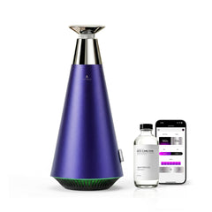 AROMASOUL waterless diffuser with alloy exterior and ambient glow for upscale spaces.