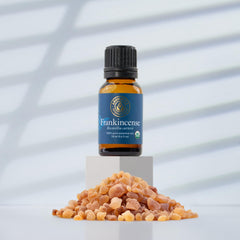 Diffuser scene featuring frankincense oil for a calming ambiance.